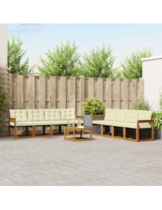 Set di divani con cuscino 9 pcs Naturale e Crema