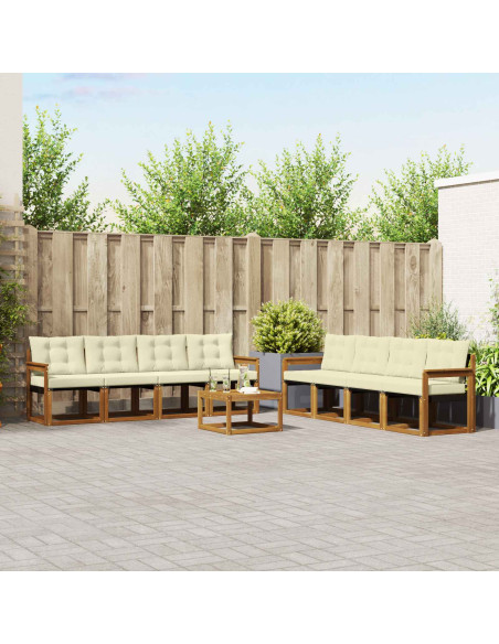 Set di divani con cuscino 9 pcs Naturale e Crema