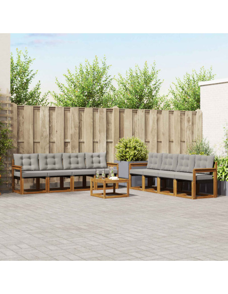Set di divani con cuscino 9 pcs Grigio Naturale e Chiaro