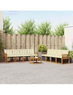 Set di divani con cuscino 9 pcs Naturale e Crema