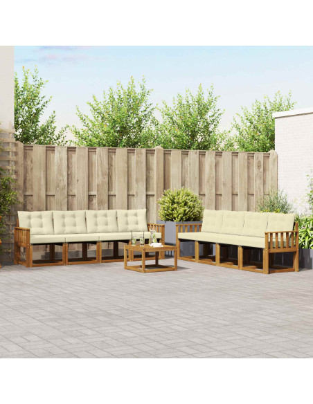 Set di divani con cuscino 9 pcs Naturale e Crema