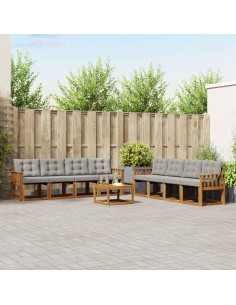 Set di divani con cuscino 9 pcs Grigio Naturale e Chiaro