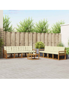 Set di divani con cuscino 9 pcs Naturale e Crema