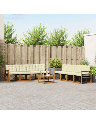 Set di divani con cuscino 9 pcs Naturale e Crema