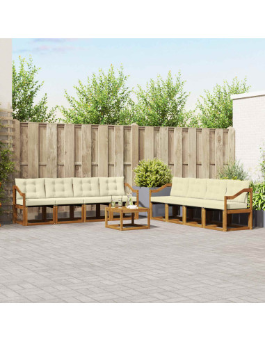 Set di divani con cuscino 9 pcs Naturale e Crema
