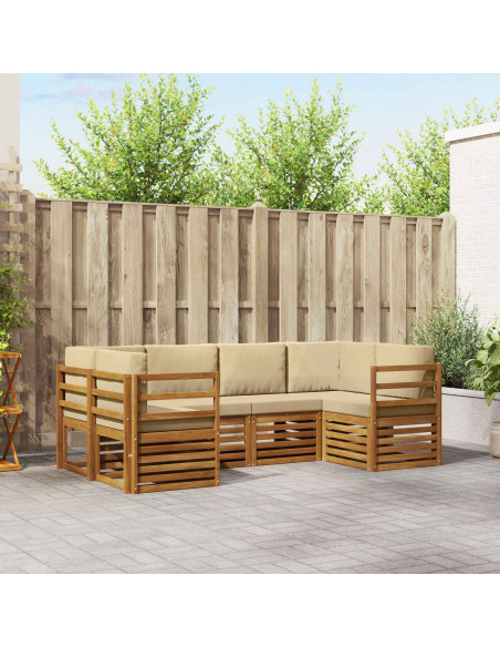 Set divani con cuscino 20 pcs Naturale Legno di Acacia Massello