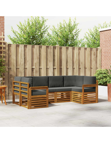 Set divani 20 pcs Naturale e Antracite Legno di Acacia Massello