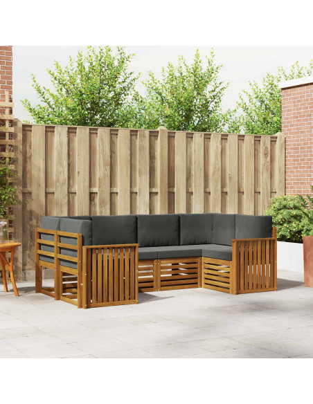 Set divani 20 pcs Naturale e Antracite Legno di Acacia Massello