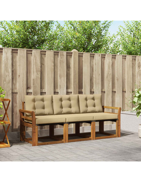 Set di divani con cuscino 3 pcs Naturale e Beige
