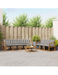 Set di divani con cuscino 8 pcs Grigio Naturale e Chiaro