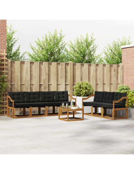 Set di divani con cuscino 8 pcs Naturale e Nero
