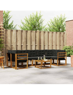 Set di divani con cuscino 8 pcs Naturale e Nero