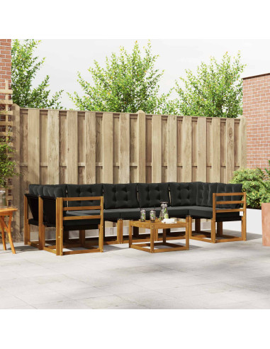 Set di divani con cuscino 8 pcs Naturale e Nero