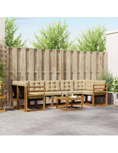 Set di divani con cuscino 8 pcs Naturale e Beige