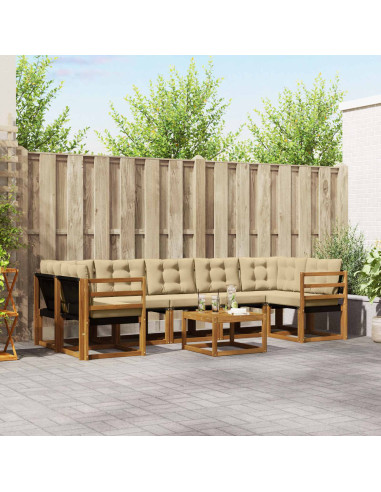 Set di divani con cuscino 8 pcs Naturale e Beige