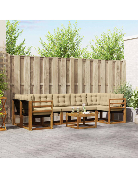 Set di divani con cuscino 8 pcs Naturale e Beige