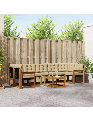 Set di divani con cuscino 8 pcs Naturale e Beige