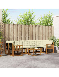 Set di divani con cuscino 8 pcs Naturale e Crema