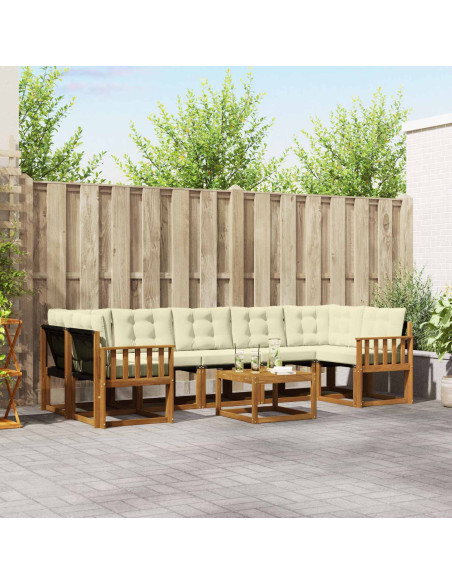 Set di divani con cuscino 8 pcs Naturale e Crema