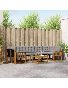 Set di divani con cuscino 8 pcs Grigio Naturale e Chiaro