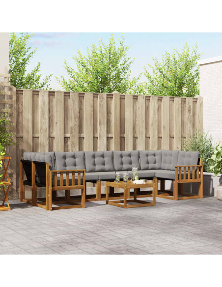 Set di divani con cuscino 8 pcs Grigio Naturale e Chiaro