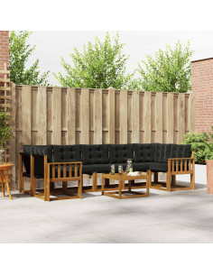 Set di divani con cuscino 8 pcs Naturale e Nero