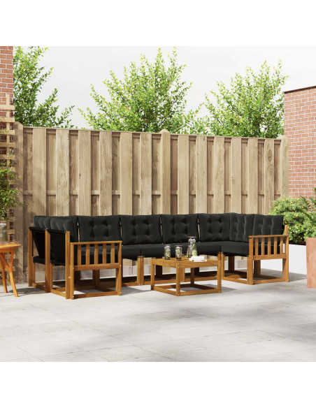 Set di divani con cuscino 8 pcs Naturale e Nero
