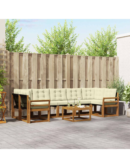 Set di divani con cuscino 8 pcs Naturale e Crema