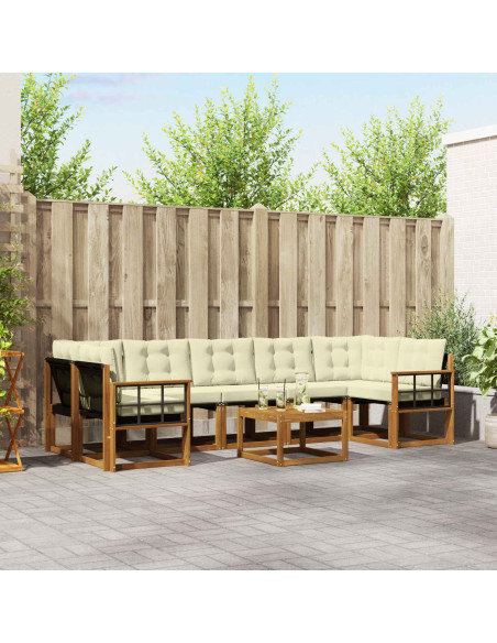 Set di divani con cuscino 8 pcs Naturale e Crema