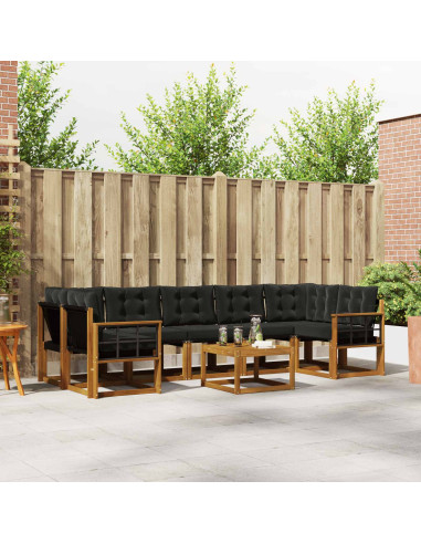 Set di divani con cuscino 8 pcs Naturale e Nero