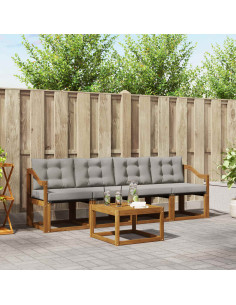 Set di divani con cuscino 5 pcs Grigio Naturale e Chiaro