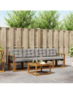 Set di divani con cuscino 5 pcs Grigio Naturale e Chiaro