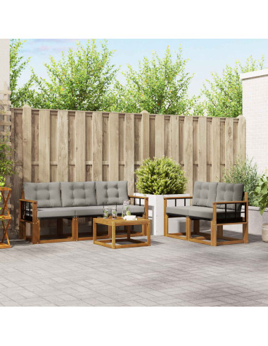 Set di divani con cuscino 6 pcs Grigio Naturale e Chiaro