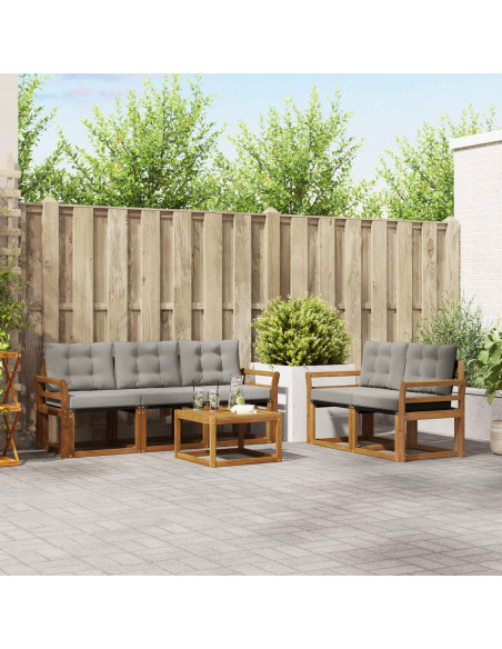 Set di divani con cuscino 6 pcs Grigio Naturale e Chiaro