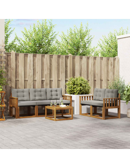 Set di divani con cuscino 6 pcs Grigio Naturale e Chiaro