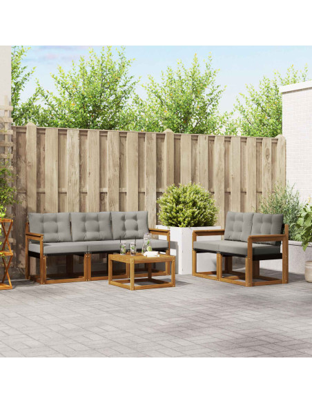 Set di divani con cuscino 6 pcs Grigio Naturale e Chiaro