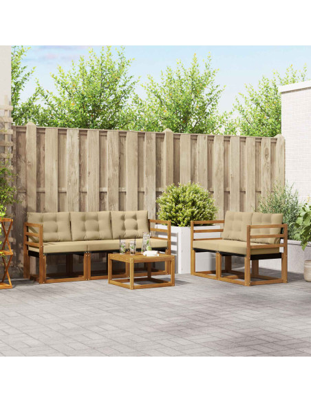 Set di divani con cuscino 6 pcs Naturale e Beige