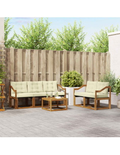 Set di divani con cuscino 6 pcs Naturale e Crema