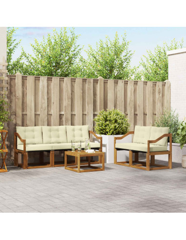Set di divani con cuscino 6 pcs Naturale e Crema