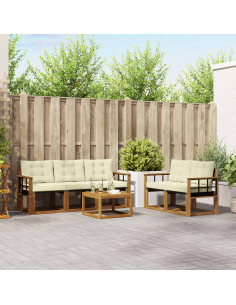 Set di divani con cuscino 6 pcs Naturale e Crema