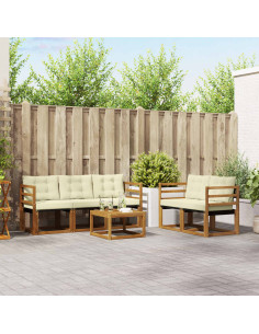 Set di divani con cuscino 6 pcs Naturale e Crema