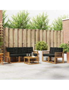 Set di divani con cuscino 6 pcs Naturale e Nero 2