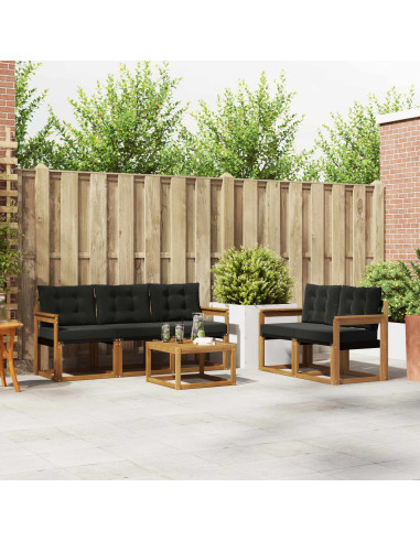 Set di divani con cuscino 6 pcs Naturale e Nero