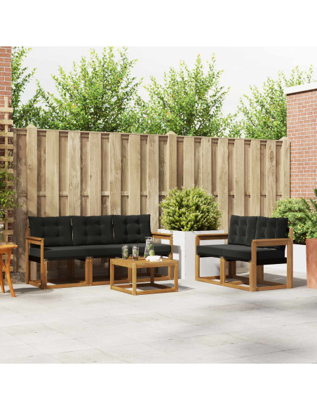 Set di divani con cuscino 6 pcs Naturale e Nero