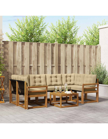 Set di divani con cuscino 7 pcs Naturale e Beige