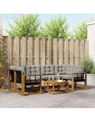 Set di divani con cuscino 7 pcs Grigio Naturale e Chiaro