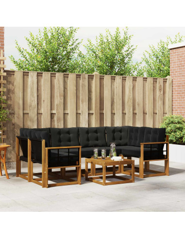 Set di divani con cuscino 7 pcs Naturale e Nero
