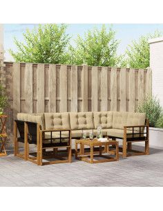 Set di divani con cuscino 7 pcs Naturale e Beige