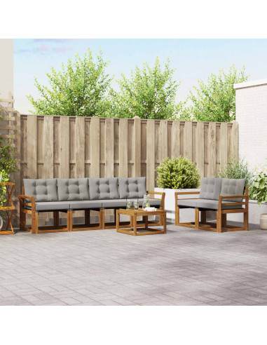 Set di divani con cuscino 7 pcs Grigio Naturale e Chiaro