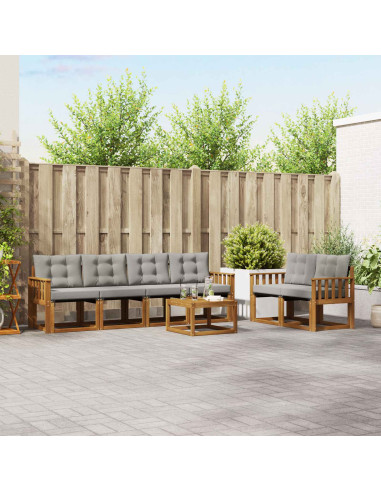 Set di divani con cuscino 7 pcs Grigio Naturale e Chiaro
